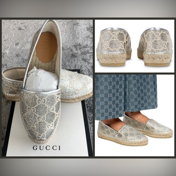 Gucci GG Signature Heritage Logo Canvas Espadrilles SZ 35 - Picture 3 of 16